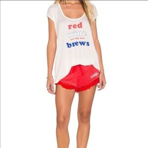 NWOT Wildfox Swim Red White and Brews Tee Size Sm